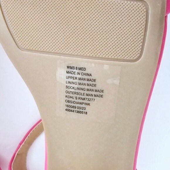 New! Faux Leather Barbie Pink Block Heel Square Toe Sandals - Picture 7 of 8